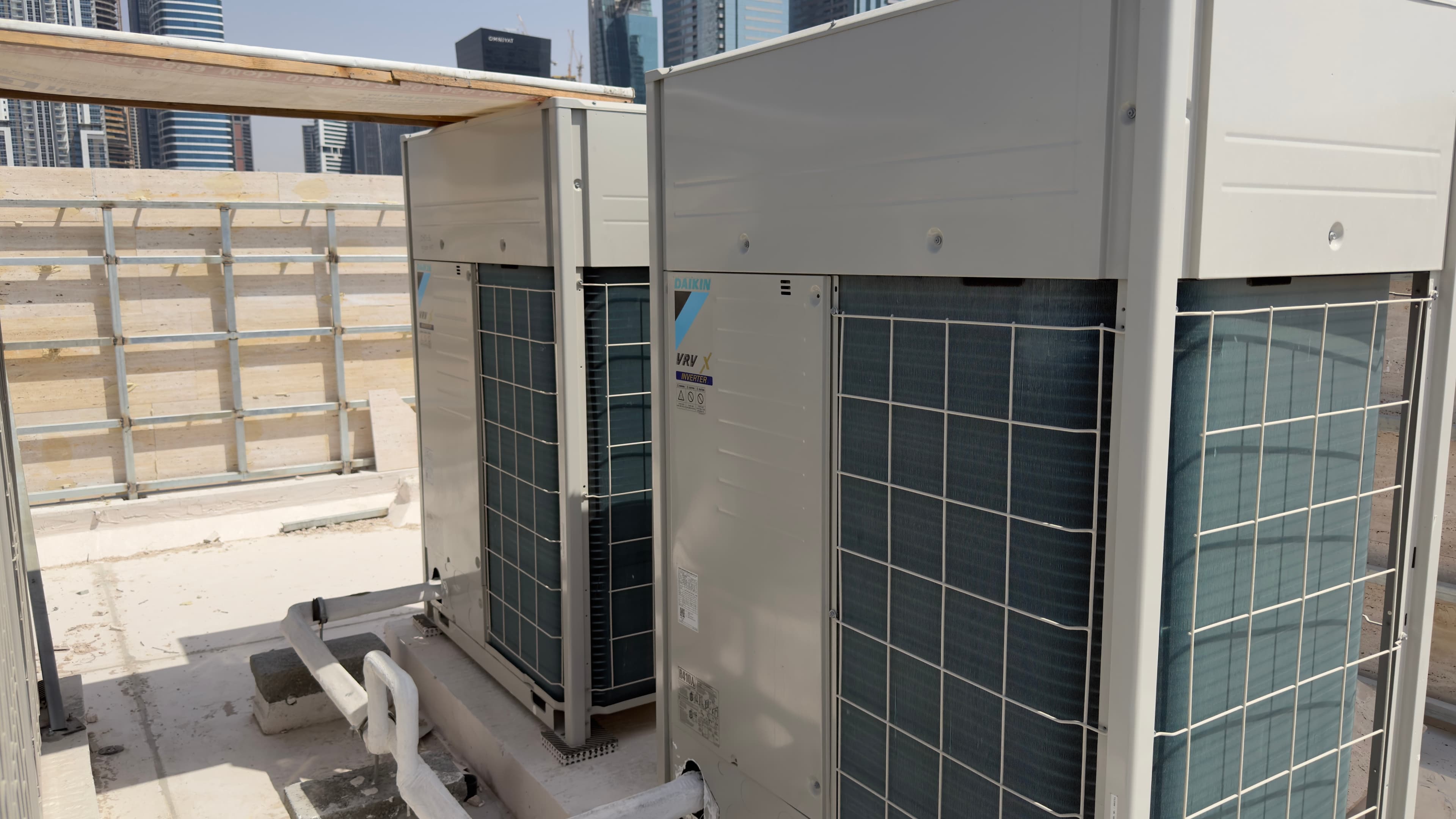 Daikin VRV-X variable refrigerant volume system installation on rooftop in Business Bay Dubai by AGEC